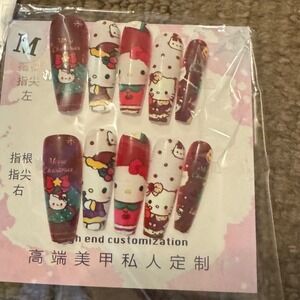 Hello‎ Kitty Christmas Press On Nails Kawaii Holiday Nails